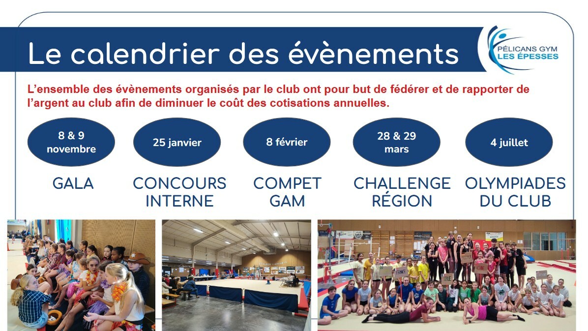 Calendrier des évènements 2025-2026